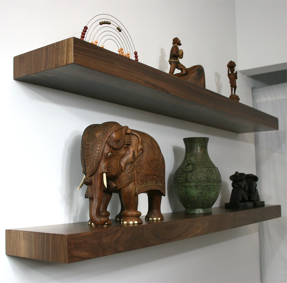 Walnut Floating Shelves